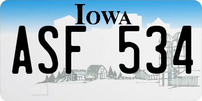 IA license plate ASF534