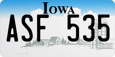 IA license plate ASF535