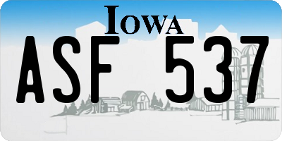 IA license plate ASF537