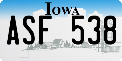 IA license plate ASF538