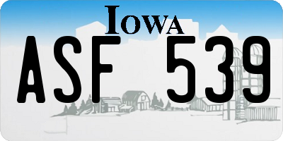 IA license plate ASF539