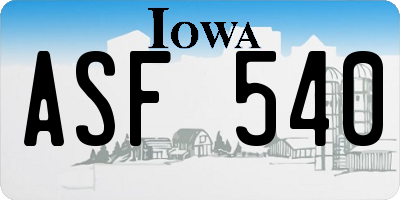 IA license plate ASF540