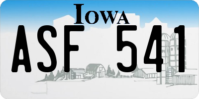 IA license plate ASF541