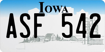 IA license plate ASF542