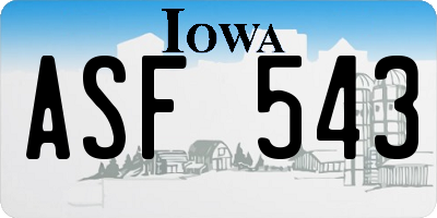 IA license plate ASF543