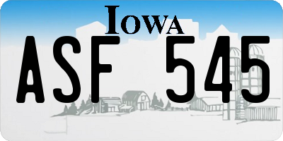 IA license plate ASF545