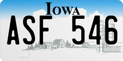 IA license plate ASF546