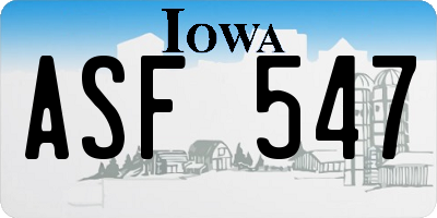 IA license plate ASF547