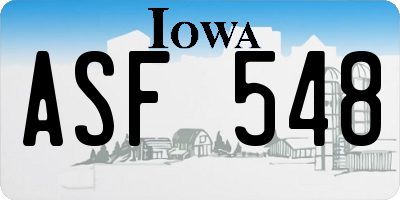 IA license plate ASF548