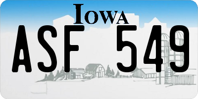 IA license plate ASF549