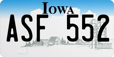 IA license plate ASF552