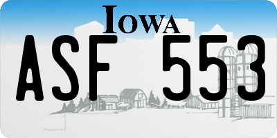 IA license plate ASF553