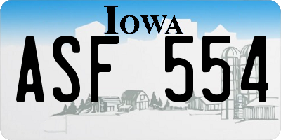 IA license plate ASF554