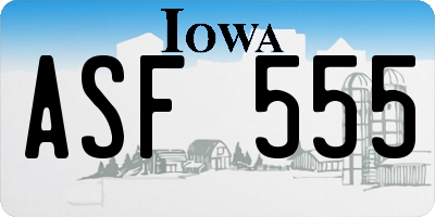 IA license plate ASF555