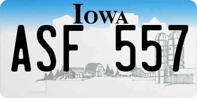 IA license plate ASF557