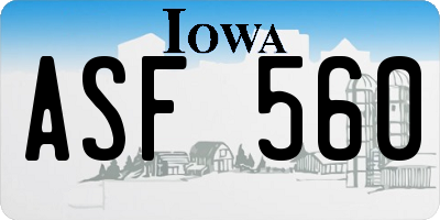 IA license plate ASF560