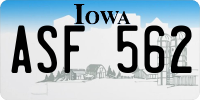 IA license plate ASF562