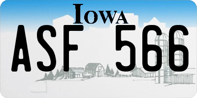 IA license plate ASF566