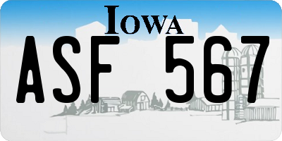 IA license plate ASF567