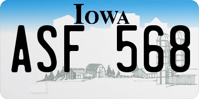 IA license plate ASF568