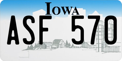 IA license plate ASF570