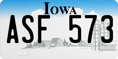 IA license plate ASF573