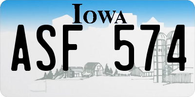 IA license plate ASF574