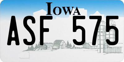 IA license plate ASF575