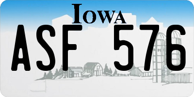 IA license plate ASF576