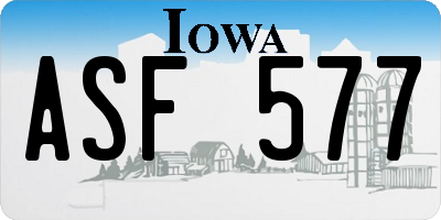IA license plate ASF577