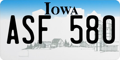 IA license plate ASF580