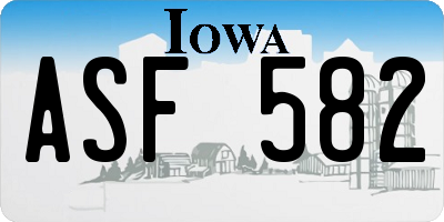IA license plate ASF582