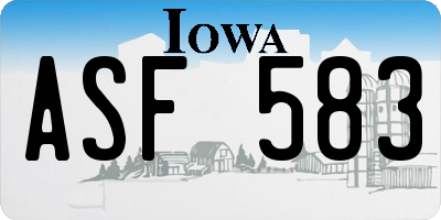 IA license plate ASF583