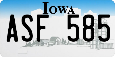 IA license plate ASF585