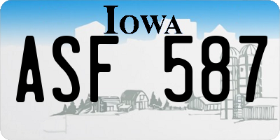 IA license plate ASF587