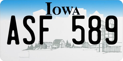 IA license plate ASF589