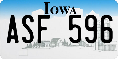 IA license plate ASF596