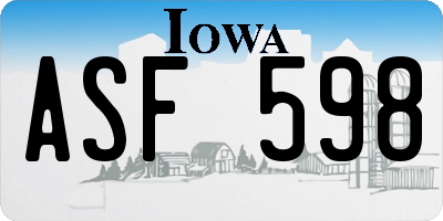 IA license plate ASF598