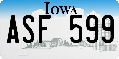 IA license plate ASF599