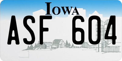 IA license plate ASF604