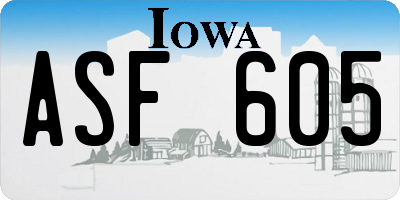 IA license plate ASF605