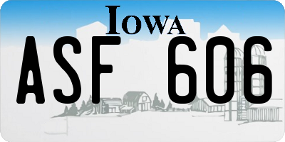 IA license plate ASF606