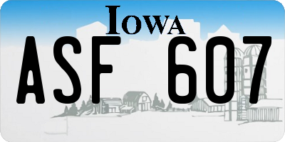 IA license plate ASF607