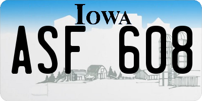 IA license plate ASF608