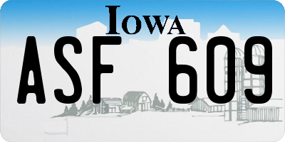 IA license plate ASF609