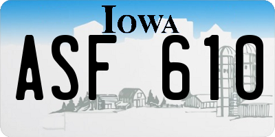 IA license plate ASF610