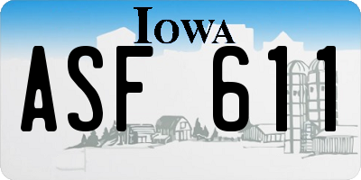 IA license plate ASF611