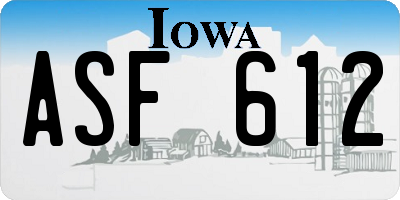 IA license plate ASF612