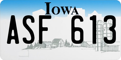 IA license plate ASF613