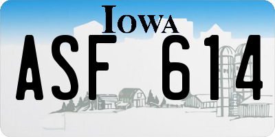 IA license plate ASF614